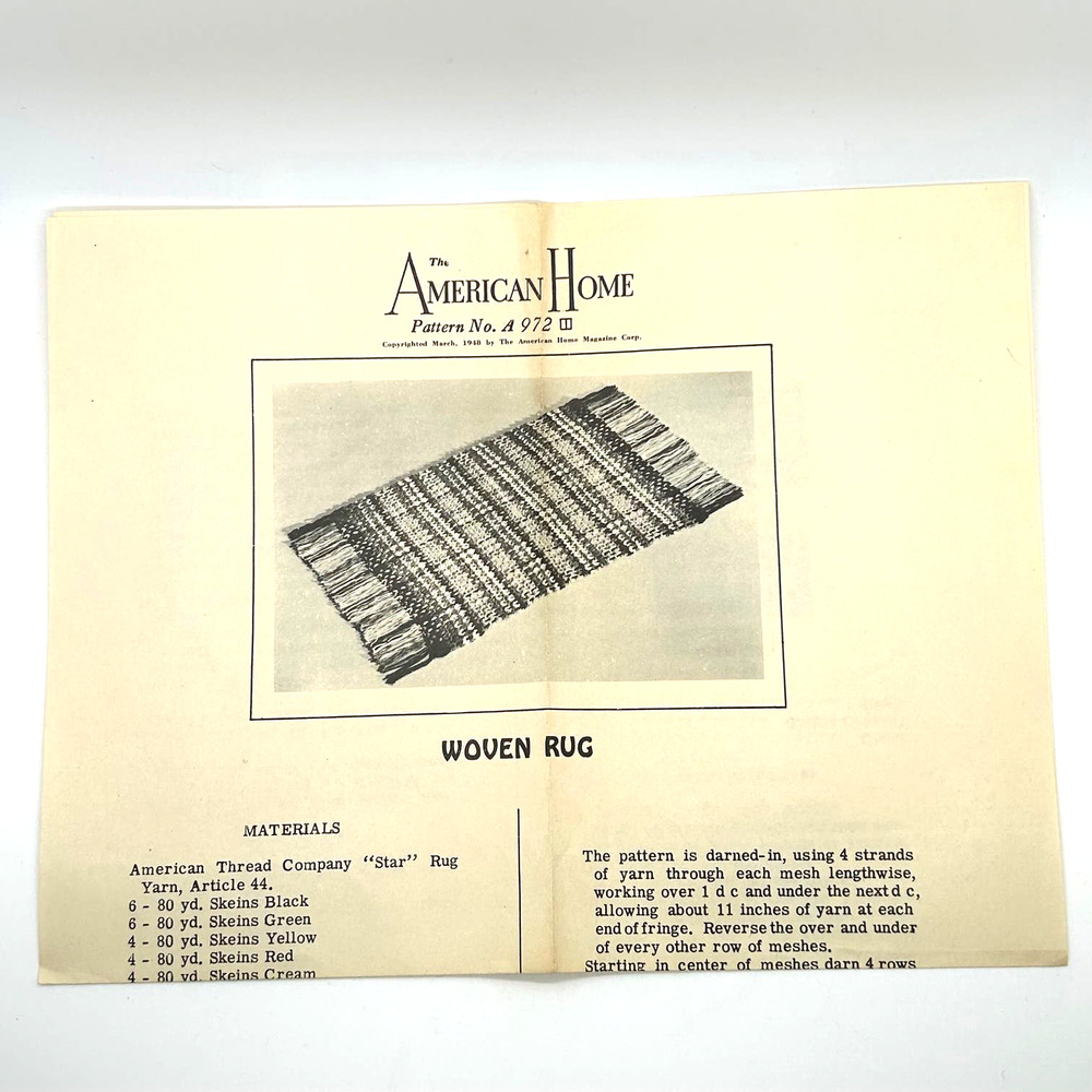 American Home Rug Vintage Rug Patterns #A759,‎ 514, A972 HTF RARE - Picture 3 of 4